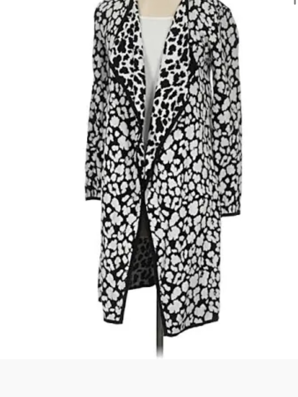 Vince Camuto Black And White Floral Knit Cardigan 0072